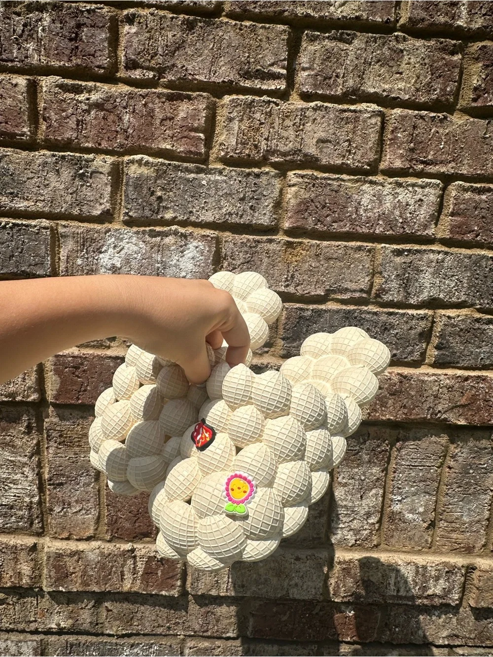 Cream Bubble Slide Sandals - Soft Textured Play Shoes